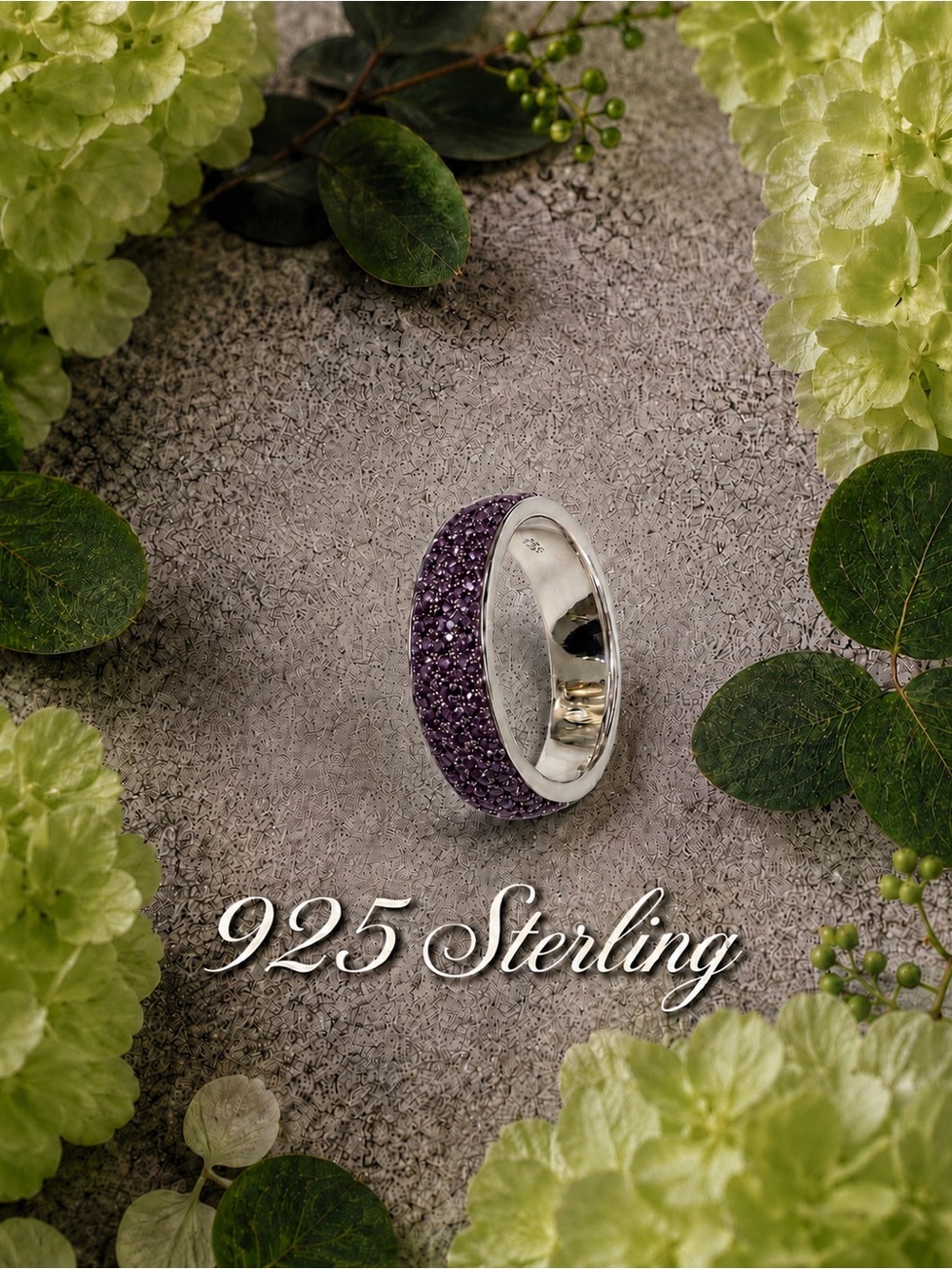 RESTOCKED❤️Sterling Silver Swarovski AmythesPavé Crystal Band Ring
